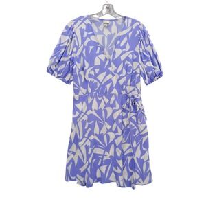 🌼2 For $15🌼 Purple Wrap Dress Puff Sleeve Floral Sz L Women's